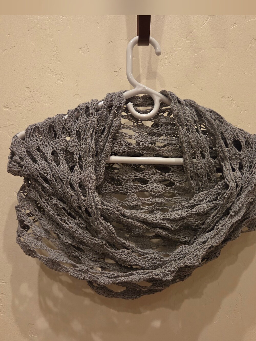 Gray Crochet Infinity Scarf - Women's Accessory